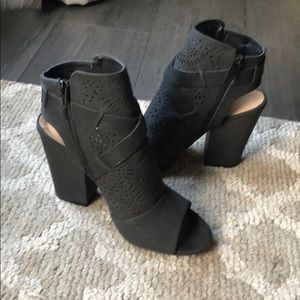Black open toe booties